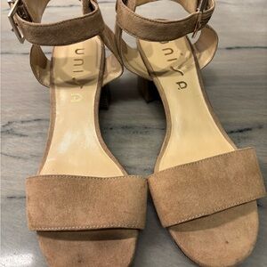 Unisa Tan Heels with Suede Finish